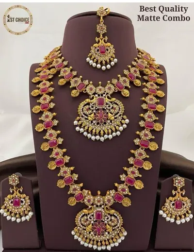 plated south Indian Wedding Traditional temple jewellery set.