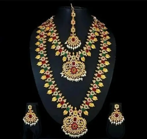 plated south Indian Wedding Traditional temple jewellery set.