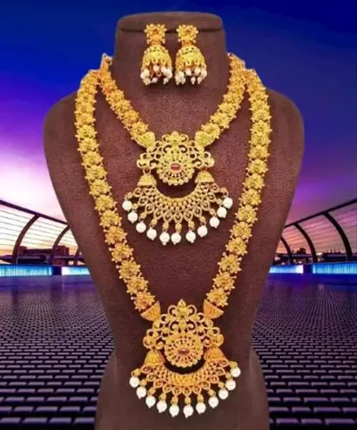 plated south Indian Wedding Traditional temple jewellery set.