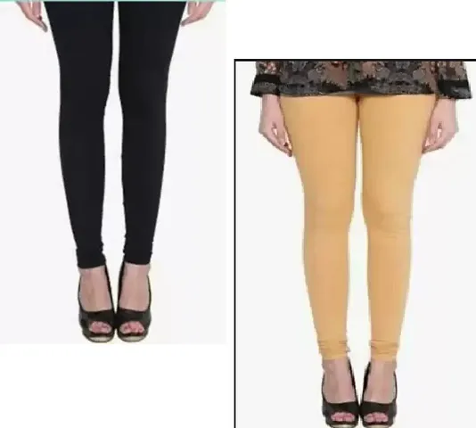 Stylish Cotton Blend Leggings For Women - Pack Of 2