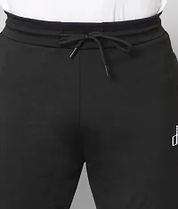 Black Polyester Spandex Regular Track Pants For Men-thumb1