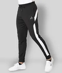 Black Polyester Spandex Regular Track Pants For Men-thumb2