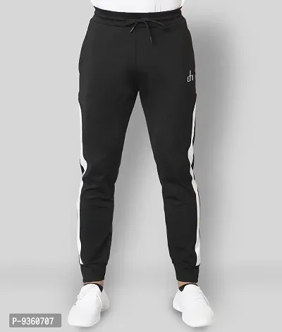 Black Polyester Spandex Regular Track Pants For Men-thumb5