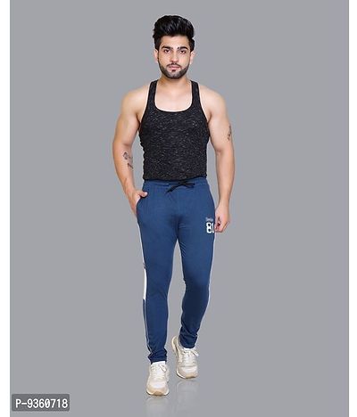 Stylish Blue Cotton Slim Fit Track Pant For Men-thumb5