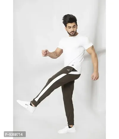 Olive Polyester Regular Track Pants For Men-thumb4