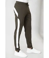 Olive Polyester Regular Track Pants For Men-thumb1