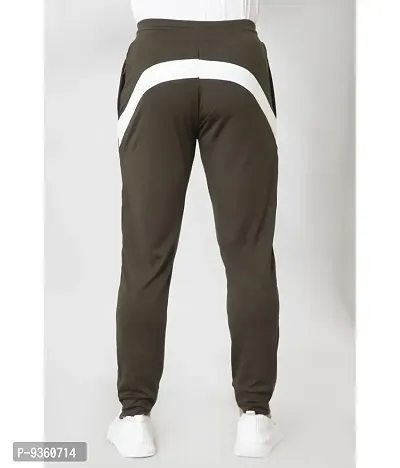 Olive Polyester Regular Track Pants For Men-thumb3