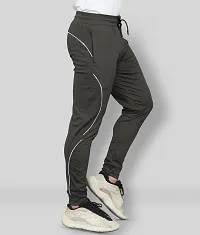 Green Polyester Spandex Regular Track Pants For Men-thumb1