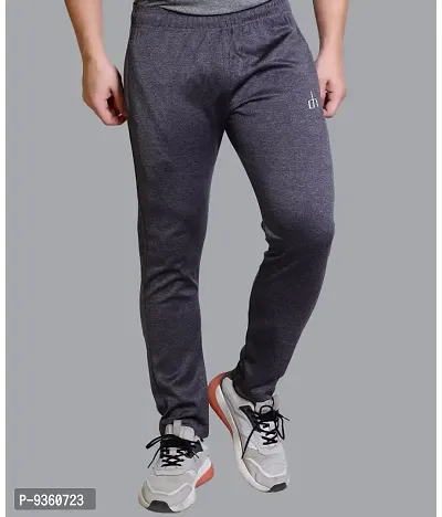 Stylish Grey Cotton Spandex Slim Fit Track Pant For Men