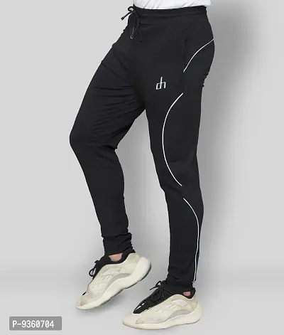Stylish Black Cotton Spandex Slim Fit Track Pant For Men