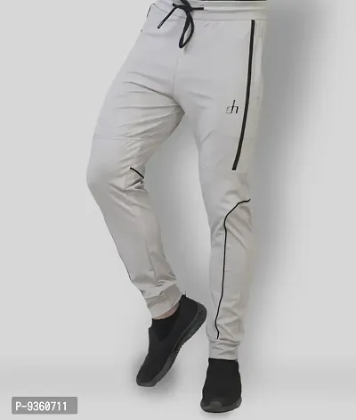 Stylish Grey Polyester Slim Fit Track Pant For Men