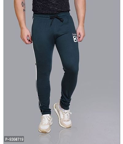 Stylish Green Cotton Slim Fit Track Pant For Men