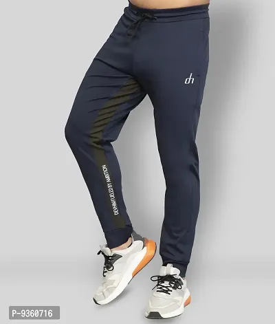 Stylish Navy Blue Polyester Slim Fit Track Pant For Men-thumb0