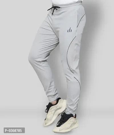 Stylish Grey Cotton Spandex Slim Fit Track Pant For Men-thumb0