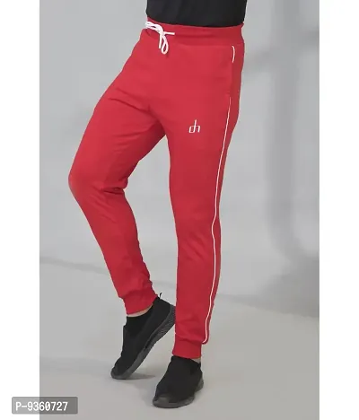 Stylish Red Cotton Slim Fit Track Pant For Men-thumb0
