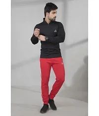 Stylish Red Cotton Slim Fit Track Pant For Men-thumb1