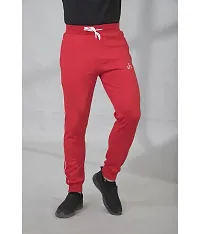 Stylish Red Cotton Slim Fit Track Pant For Men-thumb2
