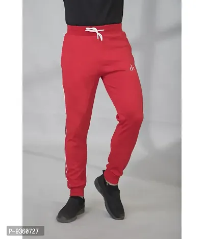 Stylish Red Cotton Slim Fit Track Pant For Men-thumb3