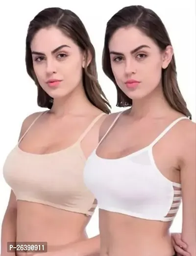 Stylish Multicoloured Cotton Blend Bra For Women Pack Of 2