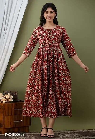 Stylish Fancy Designer Cotton Printed Maternity Ethnic Gown For Women-thumb0