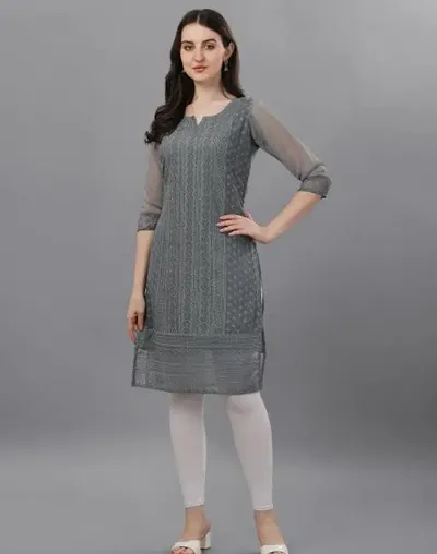 Stylish Georgette Embroidered Kurta