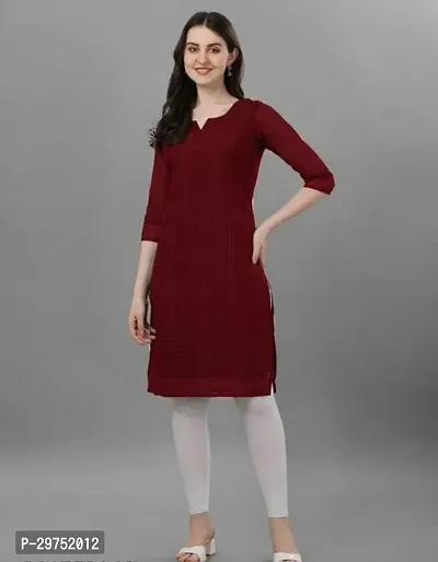 Stylish Maroon Georgette Chikankari Kurta For Women-thumb0