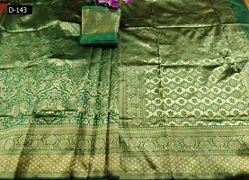 FASHION WRAP Women's Kanjivaram Banarasi Saree with Blouse Piece (Green)-thumb3