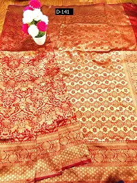 FASHION WRAP Banarasi Silk Saree for Women Traditional Zari work Saree Kanjivaram Banarasi Silk Saree For Wedding, Partywear, Festivals or Any Occasion (Orange)-thumb1