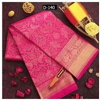 FASHION WRAP Women's Kanjivaram Banarasi Saree with Blouse Piece (Pink)-thumb3