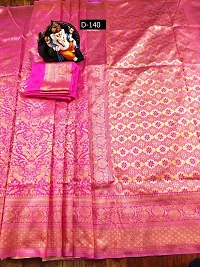 FASHION WRAP Women's Kanjivaram Banarasi Saree with Blouse Piece (Pink)-thumb2