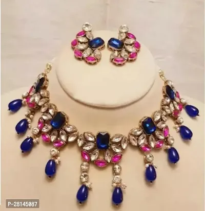 Stylish Multicoloured Brass Jewellery Set For Women-thumb0
