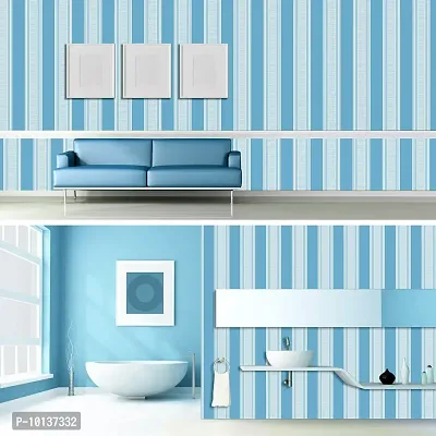 doodad Lines & Stripes Blue Wallpaper Stickers Home Decor Items for Living Room, Wall Stickers for Bedroom, Curves & Graphic Wallpapers for Home & PVC Wall Stickers for Hall Room. 45CMX1000CM-thumb4