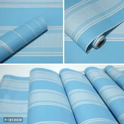 Wallmonks Lines & Stripes Blue Wallpaper Stickers Home Decor Items for Living Room, Wall Stickers for Bedroom, Curves & Graphic Wallpapers for Home & PVC Wall Stickers for Hall Room 45CMX1000CM-thumb0