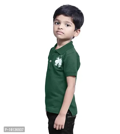 doodad Junior Boys' Plain Regular Fit T-Shirt (Dark Green, Pack of 1)-thumb3