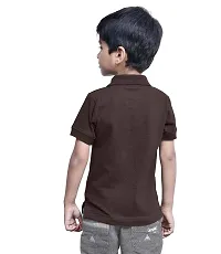 doodad Junior Boys' Plain Regular Fit T-Shirt (Brown, Pack of 1)-thumb1