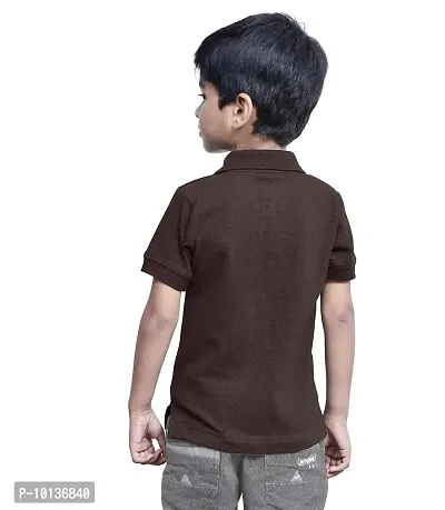 doodad Junior Boys' Plain Regular Fit T-Shirt (Brown, Pack of 1)-thumb2