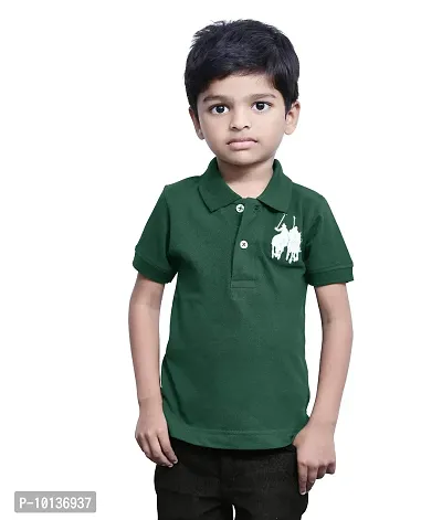 doodad Junior Boys' Plain Regular Fit T-Shirt (Dark Green, Pack of 1)-thumb0