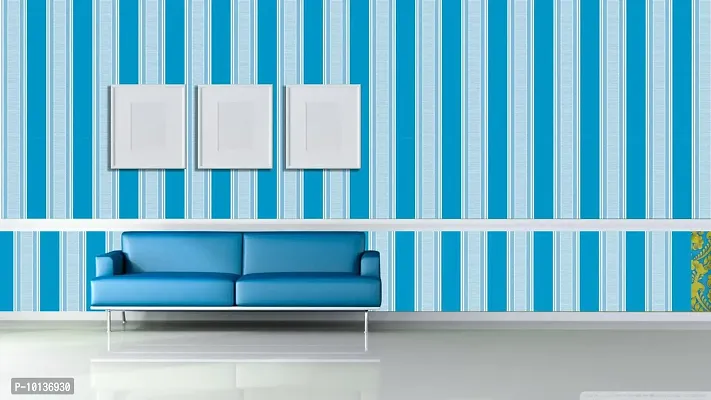 Wallmonks Lines & Stripes Blue Wallpaper Stickers Home Decor Items for Living Room, Wall Stickers for Bedroom, Curves & Graphic Wallpapers for Home & PVC Wall Stickers for Hall Room 45CMX1000CM-thumb3