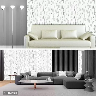 Wallmonks Winter Curves Silver Wallpaper Stickers Home Decor Items for Living Room, Wall Stickers for Bedroom, Curves & Graphic Wallpapers for Home & PVC Wall Stickers for Hall Room 45CMX1000CM-thumb5