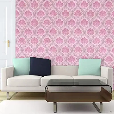 Wallmonks Damask Pattern Royal DelightHome Decor Items for Living Room, Room Decor Items for Bedroom, Wall Decoration Items for Living Room, X-Large Wall Papers  Wall Stickers 45CM X 1000CM