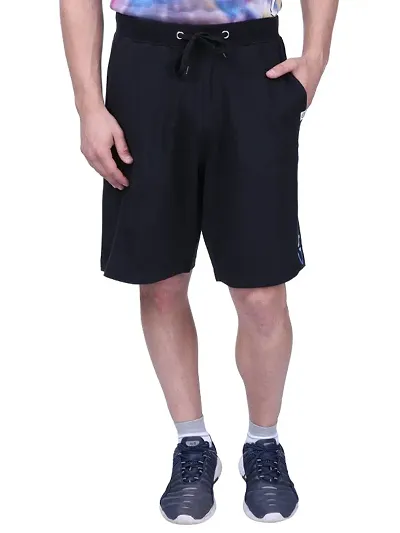 Stylish Cotton Men's Self-design Black Shorts