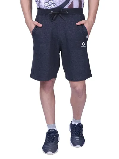Stylish Cotton Men's Self-design Grey Shorts