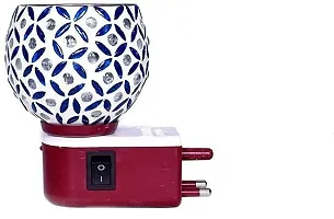 Beautiful Ceramic Aroma Diffuser Kapoor Dani Cum Night Lamp Made in India Hand Made Oil Burner Camphor Diffuser  Night Lamp with Switch ON Off Button for Heating RE 53 Glass Incense Holder Multicolor-thumb1