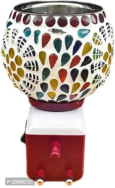 Kapoor Dani Aroma Oil Burner Cum Night Lamp with Switch Plastic Ceramic Steel Borosilicate Glass Incense Holder Multicolor-thumb4