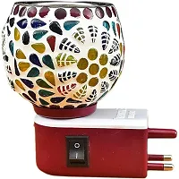 Kapoor Dani Aroma Oil Burner Cum Night Lamp with Switch Plastic Ceramic Steel Borosilicate Glass Incense Holder Multicolor-thumb1