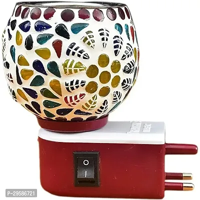 Kapoor Dani Aroma Oil Burner Cum Night Lamp with Switch Plastic Ceramic Steel Borosilicate Glass Incense Holder Multicolor-thumb2