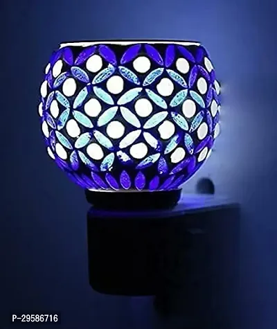 Beautiful Ceramic Aroma Diffuser Kapoor Dani Cum Night Lamp Made in India Hand Made Oil Burner Camphor Diffuser  Night Lamp with Switch ON Off Button for Heating RE 53 Glass Incense Holder Multicolor-thumb0