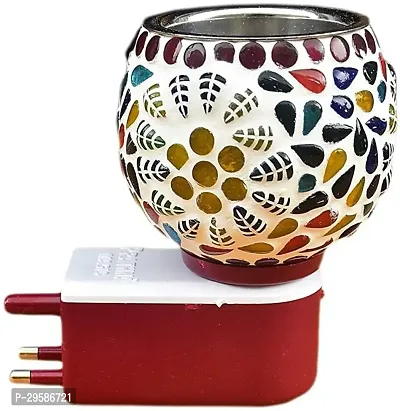 Kapoor Dani Aroma Oil Burner Cum Night Lamp with Switch Plastic Ceramic Steel Borosilicate Glass Incense Holder Multicolor-thumb3