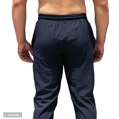 Stylish Blue Polyester Solid Regular Track Pants For Men-thumb2