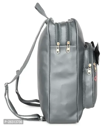 Women's PU Leather Stylish And Trending Backpack For Women And Girls Casual bag For Travel, Office Shopping  College Backpack Set Of 1. (Grey)-thumb4